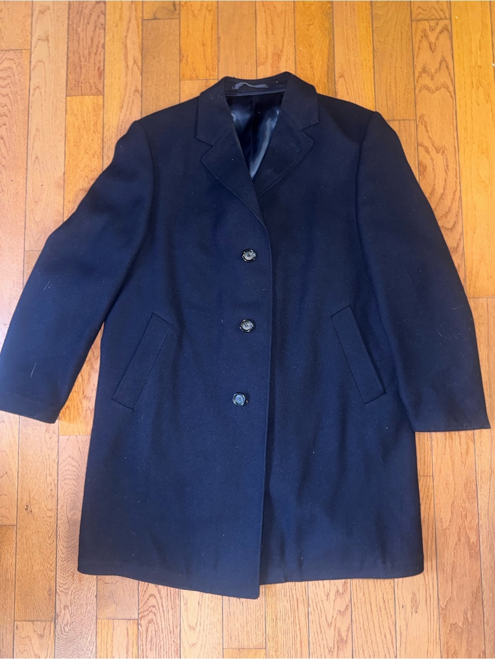 Classic Black Wool Pea Coat - Tailored Single-Breasted Style